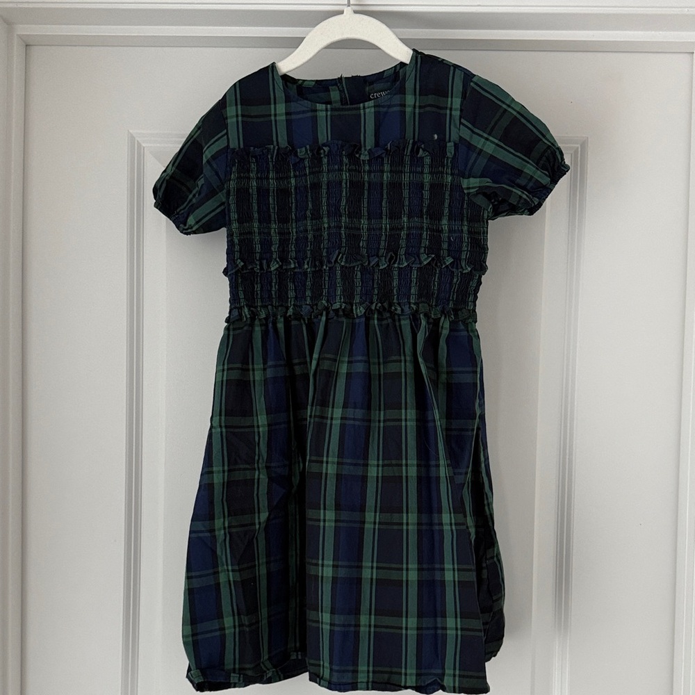 Crewcuts Tartan Plaid Smocked Dress - Navy and Green